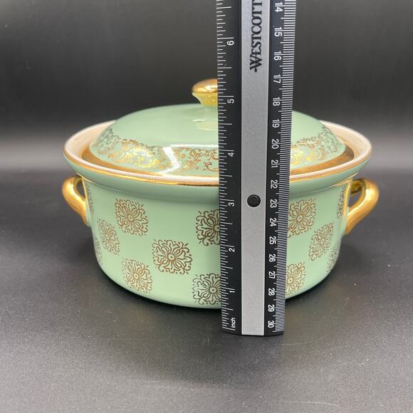 Vtg Hall China Monterey (#76) Gold Label Medallion Covered Casserole With Lid - Picture 9 of 10